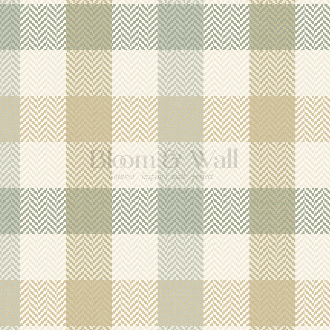 Gloria Tartan Plaid Check Sage Gold Wallpaper
