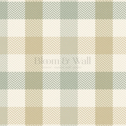 Gloria Tartan Plaid Check Sage Gold Wallpaper