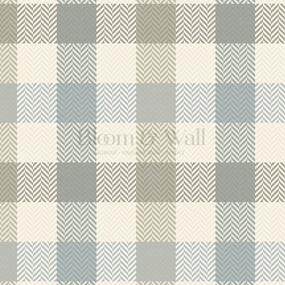 Gloria Tartan Plaid Check French Blue Wallpaper