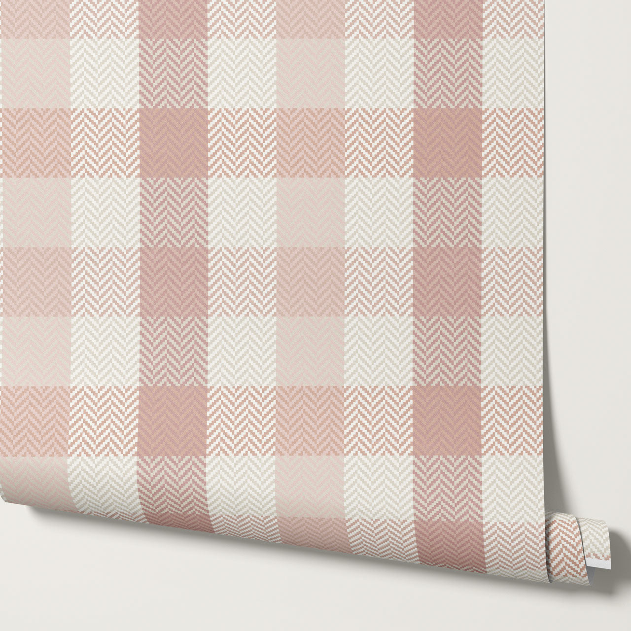 Gloria Tartan Plaid Check Blush Wallpaper