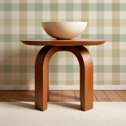 Gloria Tartan Plaid Check Sage Gold Wallpaper