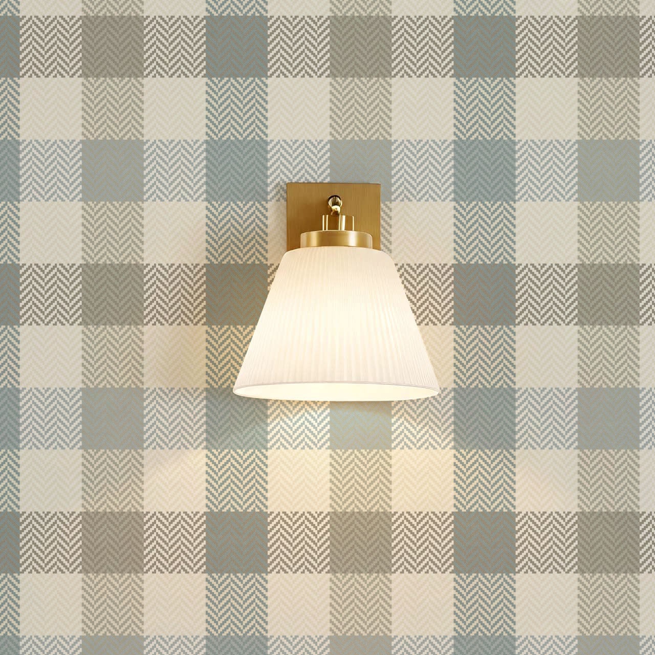 Gloria Tartan Plaid Check French Blue Wallpaper
