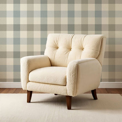 Gloria Tartan Plaid Check French Blue Wallpaper