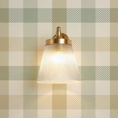 Gloria Tartan Plaid Check Sage Gold Wallpaper