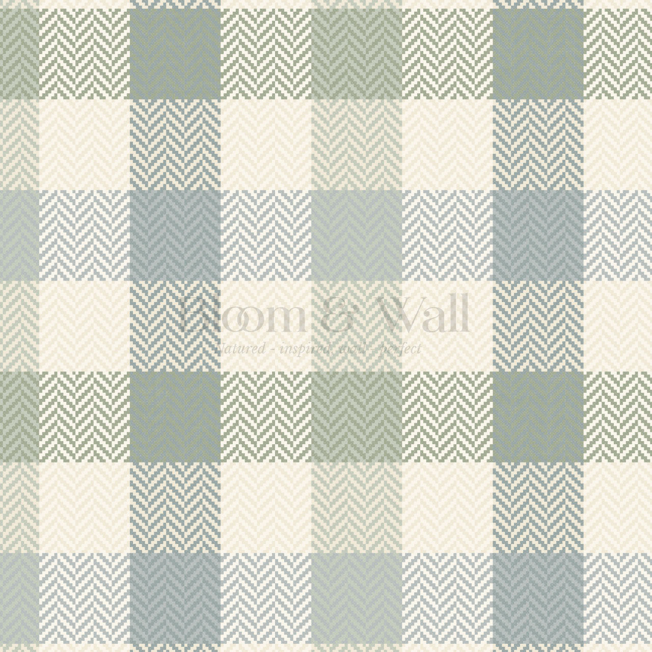 Gloria Tartan Plaid Check Sage Blue Wallpaper