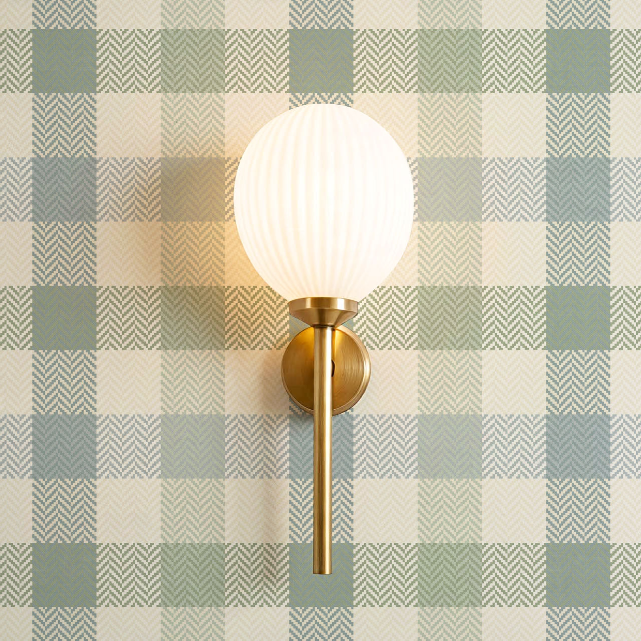 Gloria Tartan Plaid Check Sage Blue Wallpaper