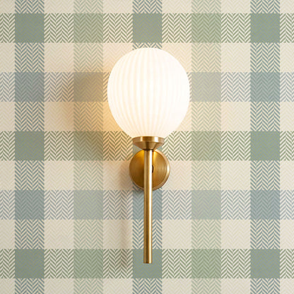 Gloria Tartan Plaid Check Sage Blue Wallpaper