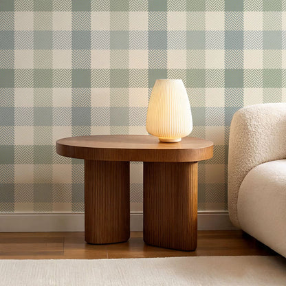 Gloria Tartan Plaid Check Sage Blue Wallpaper