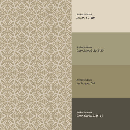 Monique Geometric Petals Olive Wallpaper