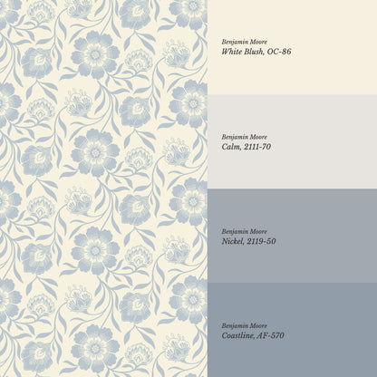 Grace Botanicals French Blue Wallpaper
