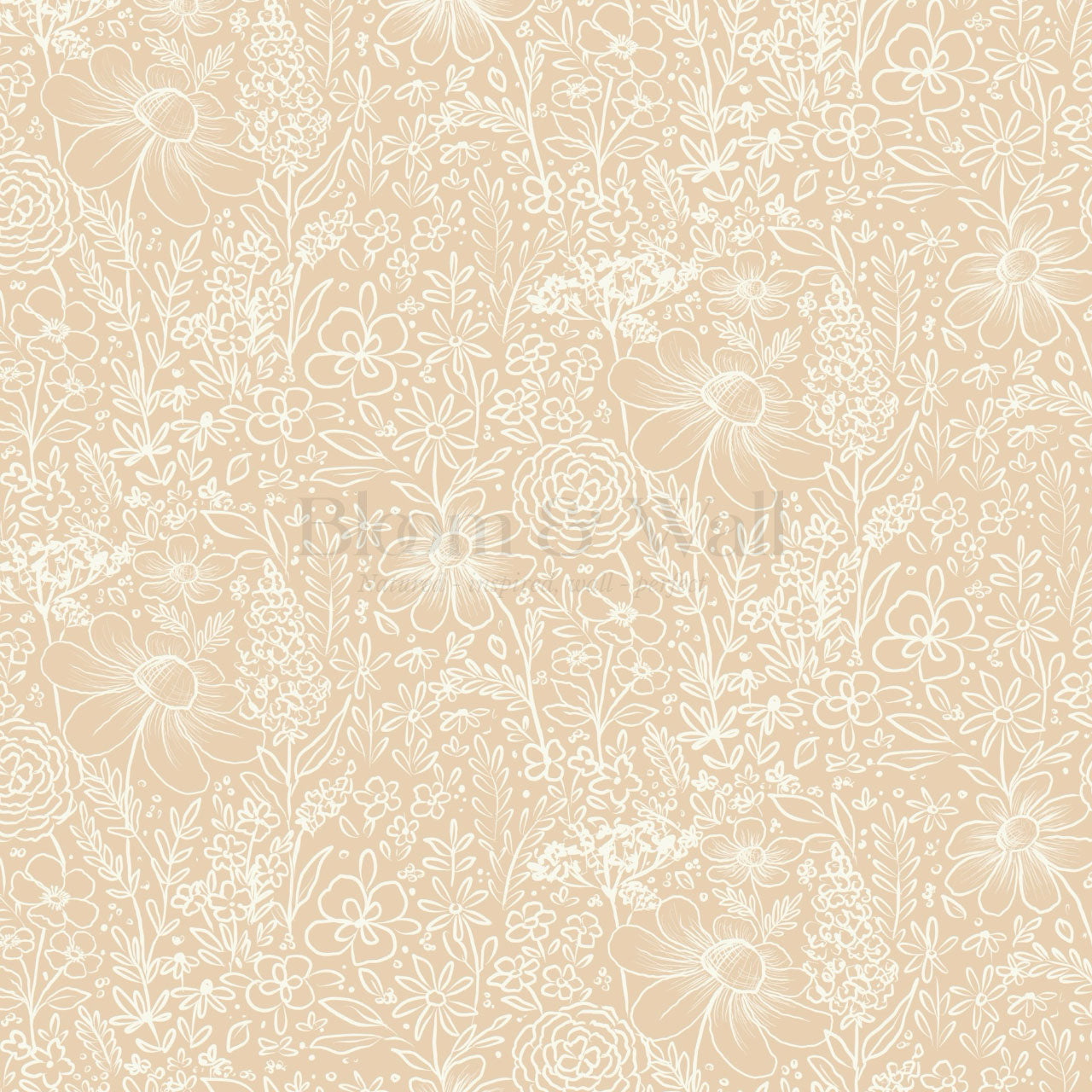 Daisy Meadow Coral Wallpaper