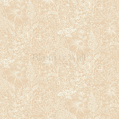 Daisy Meadow Coral Wallpaper