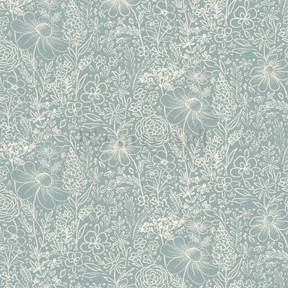 Daisy Meadow Teal Wallpaper