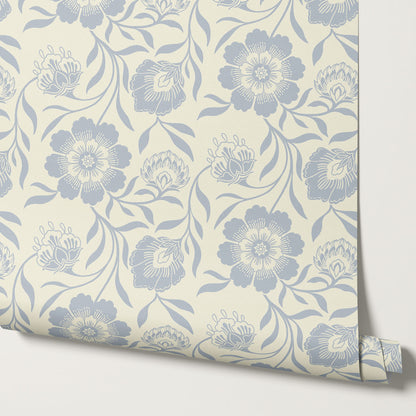 Grace Botanicals French Blue Wallpaper