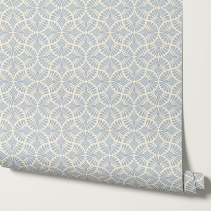 Monique Geometric Petals French Blue Wallpaper