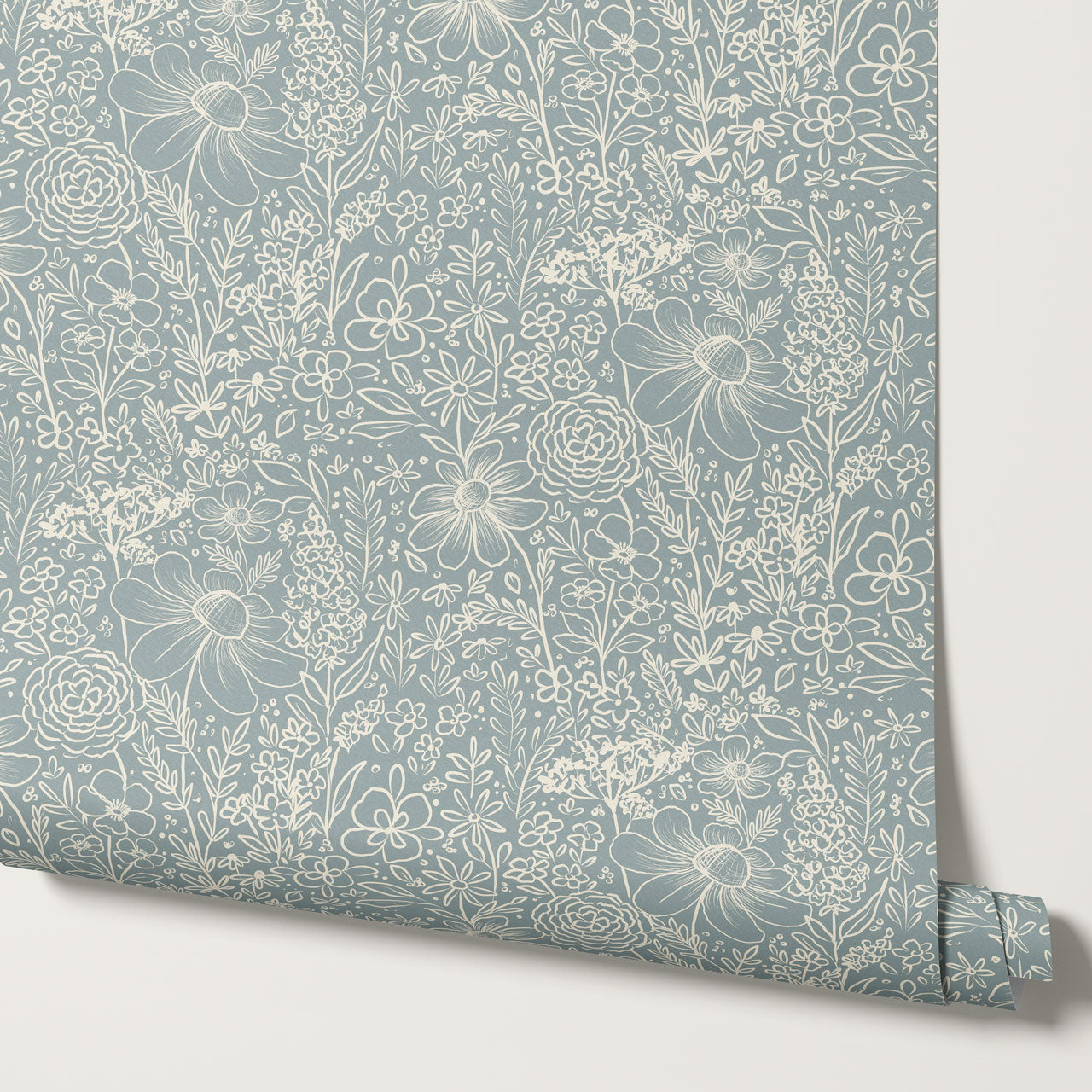 Daisy Meadow Teal Wallpaper