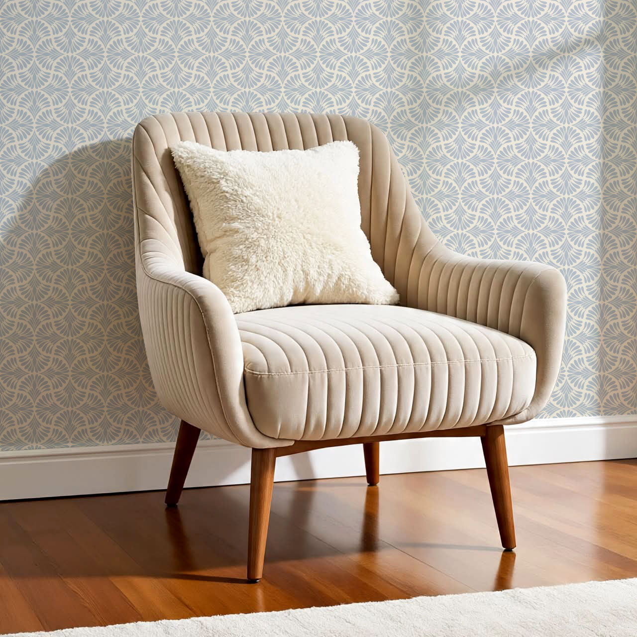 Monique Geometric Petals French Blue Wallpaper