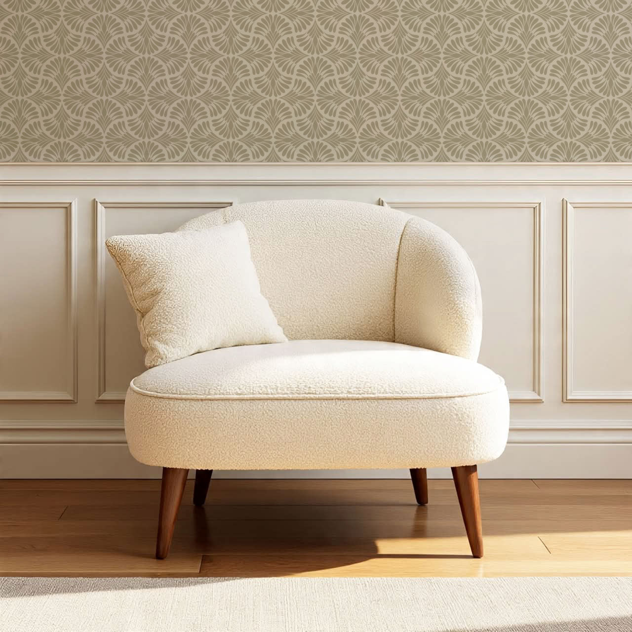 Monique Geometric Petals Olive Wallpaper