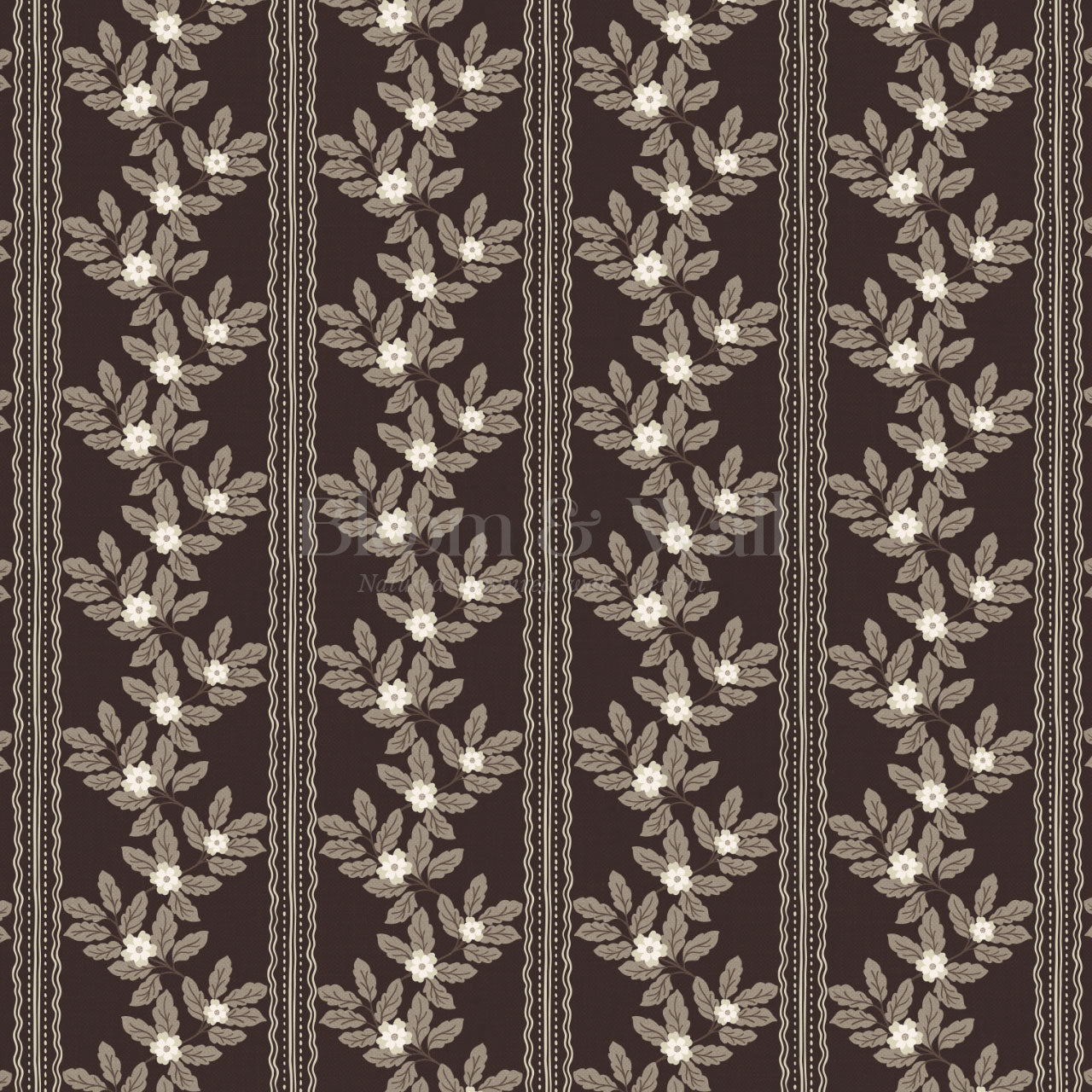Grace Vertical Botany Brown Wallpaper