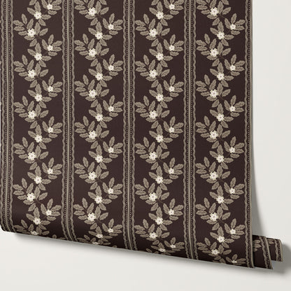 Grace Vertical Botany Brown Wallpaper