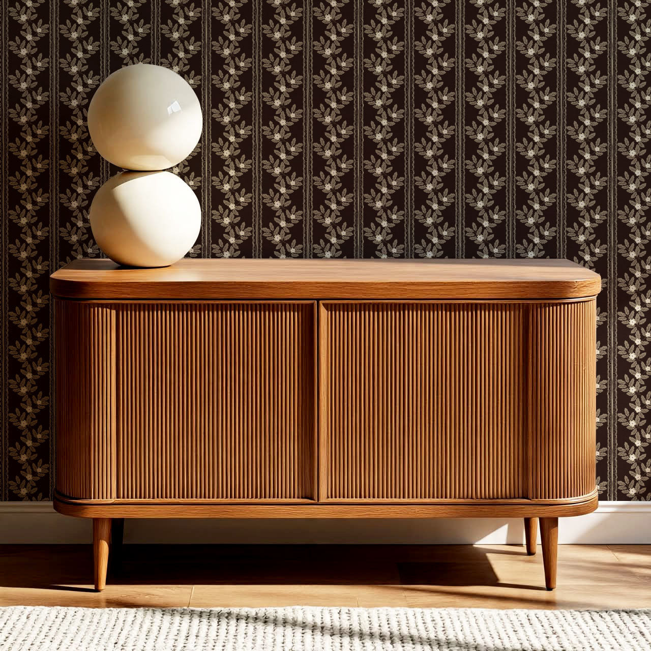 Grace Vertical Botany Brown Wallpaper