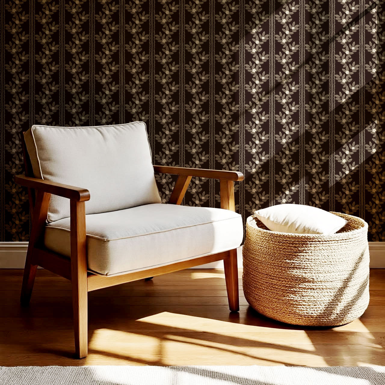 Grace Vertical Botany Brown Wallpaper