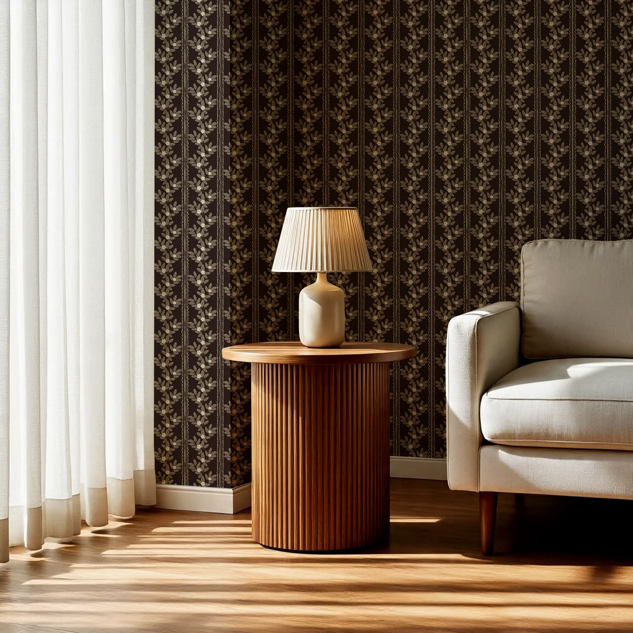 Grace Vertical Botany Brown Wallpaper