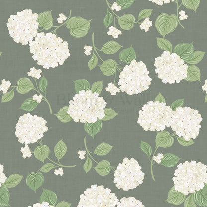 Gracelyn Hydrangea Blooms Green Wallpaper