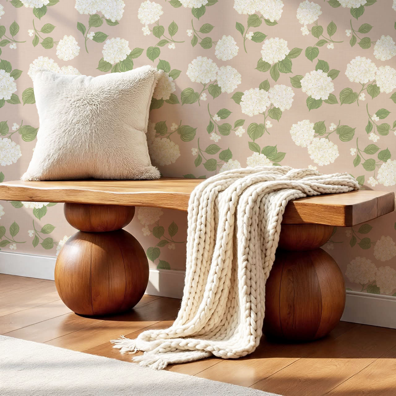 Gracelyn Hydrangea Blooms Mauve Wallpaper