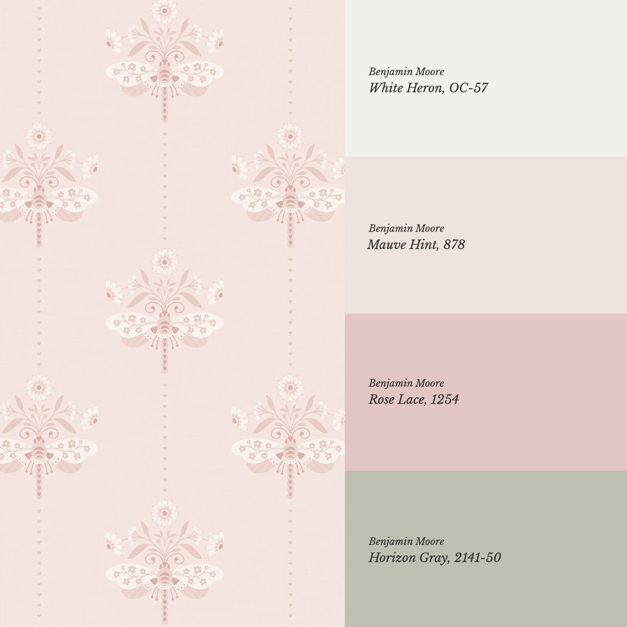 Gracie Rosewing Hearts Pink Wallpaper