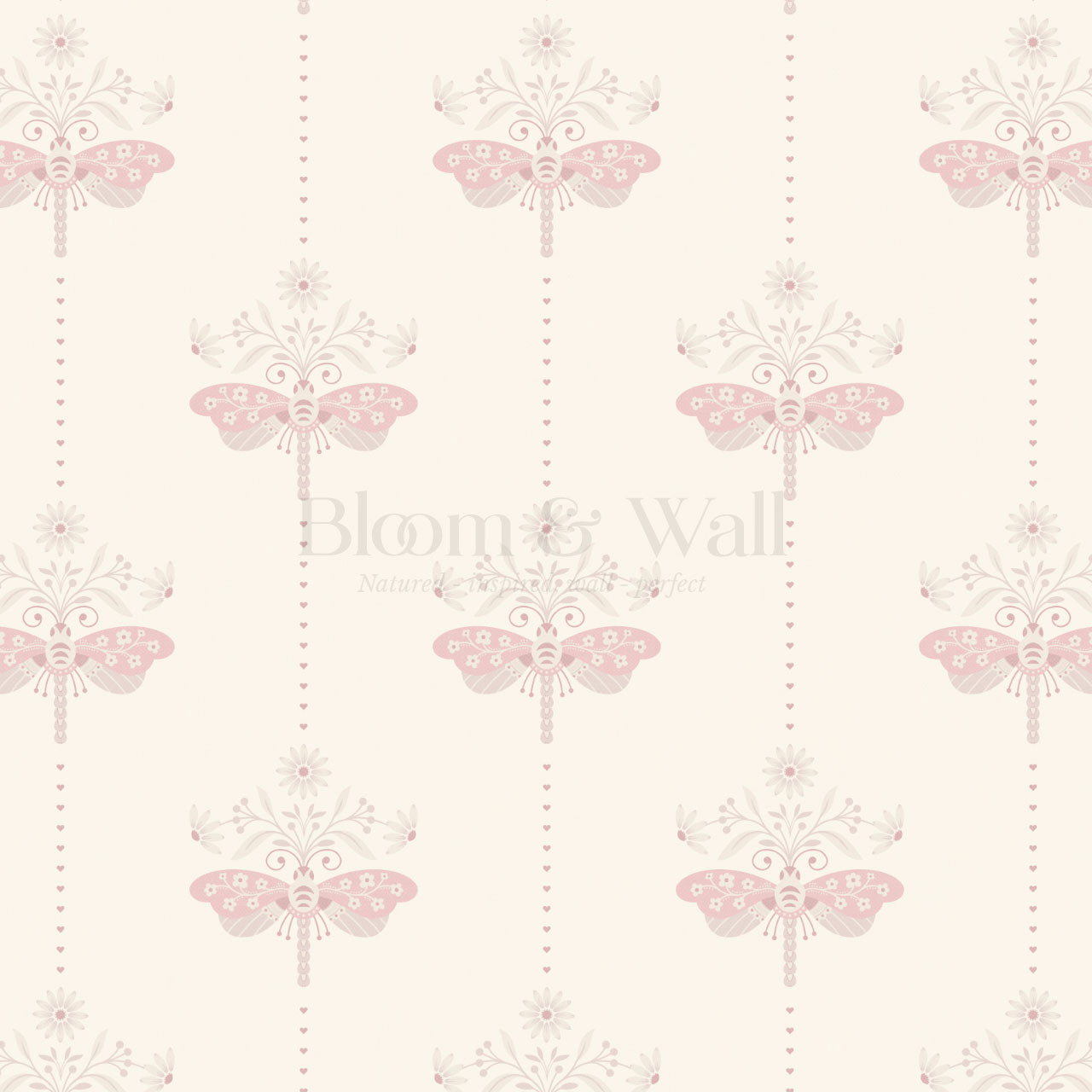 Gracie Rosewing Hearts Cream Blush Wallpaper