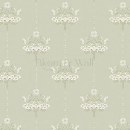 Gracie Rosewing Hearts Sage Wallpaper