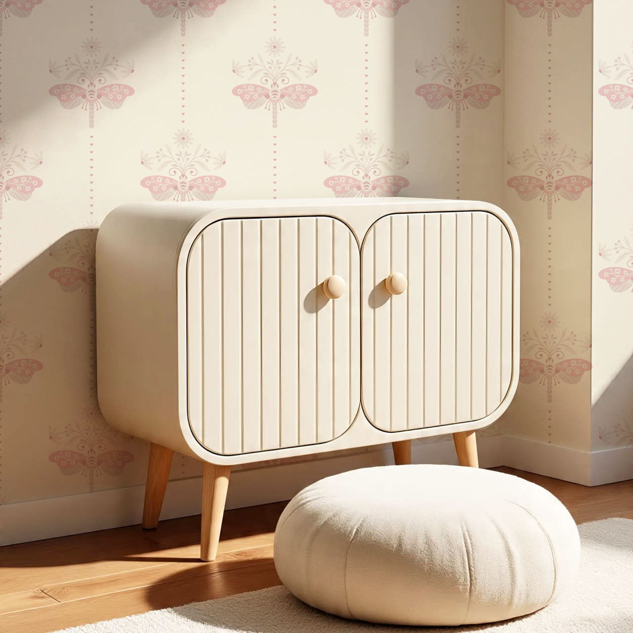 Gracie Rosewing Hearts Cream Blush Wallpaper