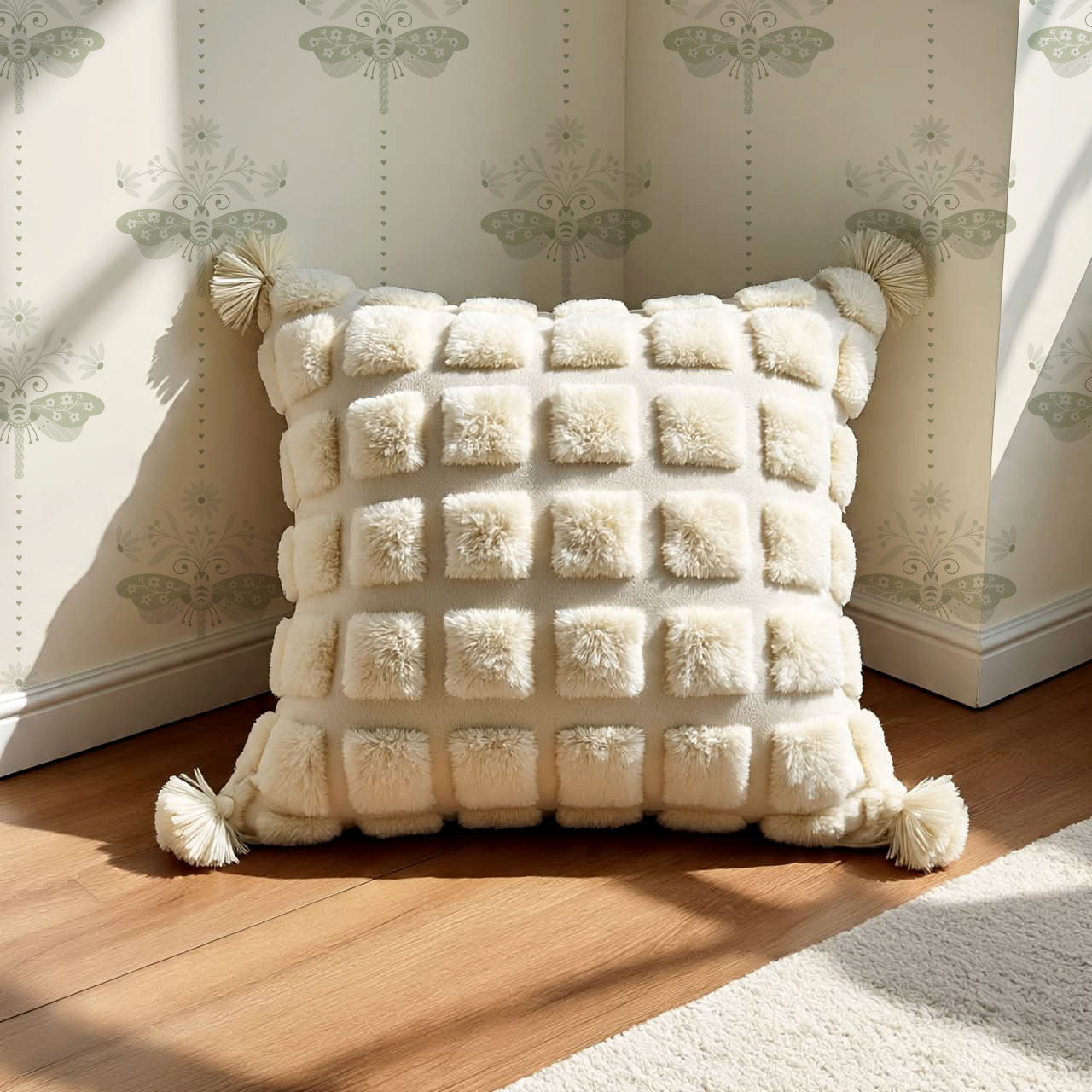 Gracie Rosewing Hearts Cream Sage Wallpaper