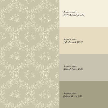 Hadley Leafy Ogee Stone Wallpaper