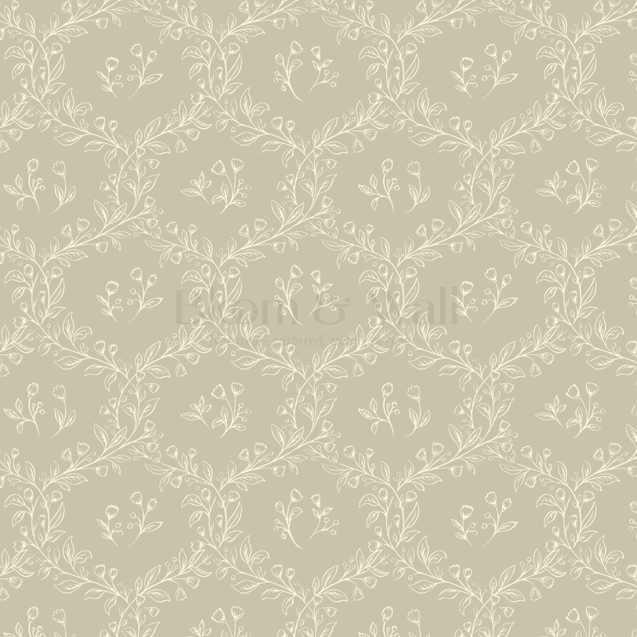 Hadley Leafy Ogee Stone Wallpaper