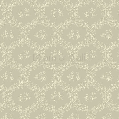Hadley Leafy Ogee Stone Wallpaper