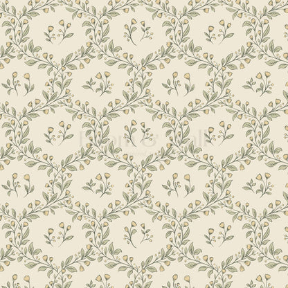 Hadley Leafy Ogee Butter Green Wallpaper