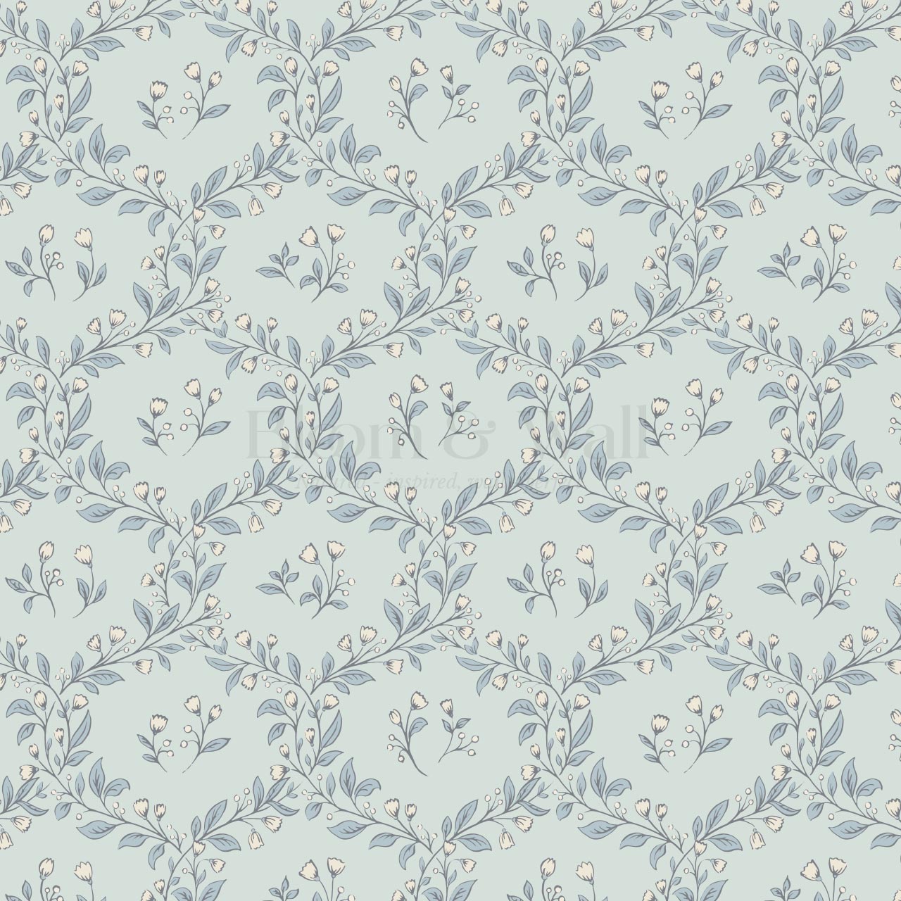 Hadley Leafy Ogee Sky Wallpaper