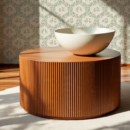 Hadley Leafy Ogee Blush Green Wallpaper