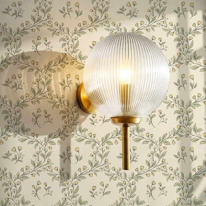 Hadley Leafy Ogee Butter Green Wallpaper