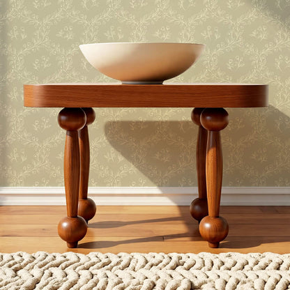 Hadley Leafy Ogee Stone Wallpaper