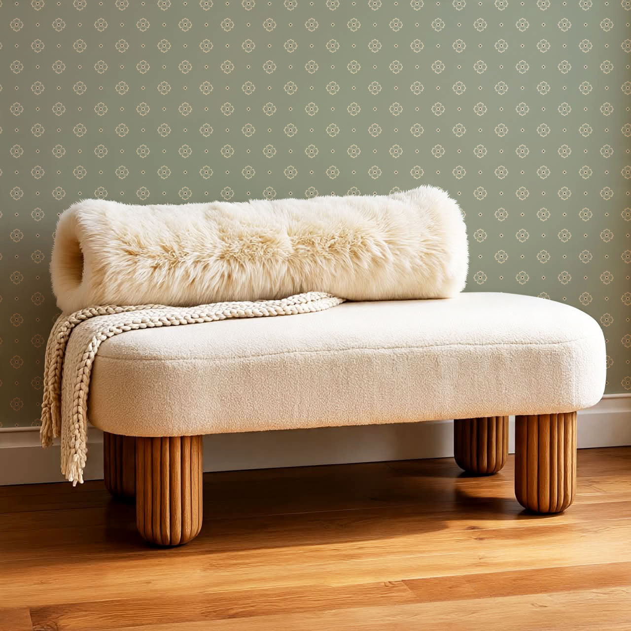 Hailey Foulard Sage Wallpaper