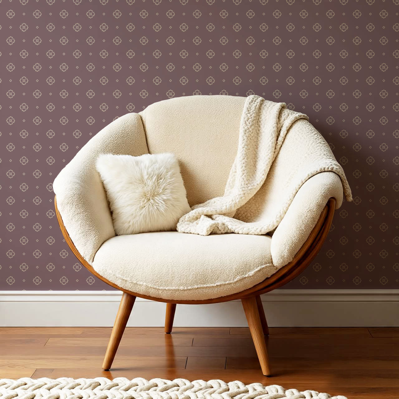 Hailey Foulard Red Wine Wallpaper