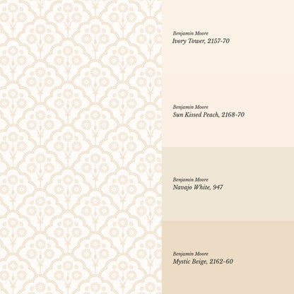 Haisley Scalloped Bloom Cream Beige Wallpaper