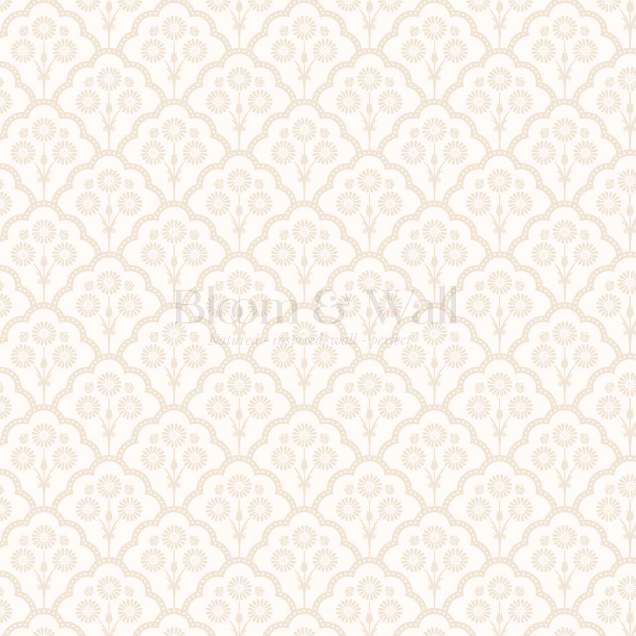 Haisley Scalloped Bloom Cream Beige Wallpaper