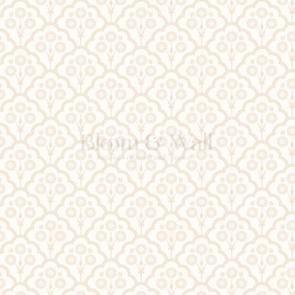 Haisley Scalloped Bloom Cream Beige Wallpaper