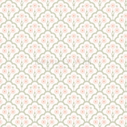 Haisley Scalloped Bloom Sage Blush Wallpaper