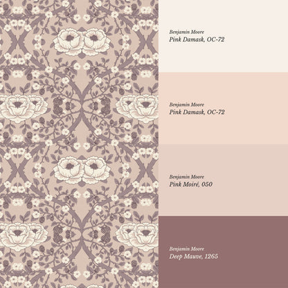 Hallie Blackberry Ogee Mauve Wallpaper