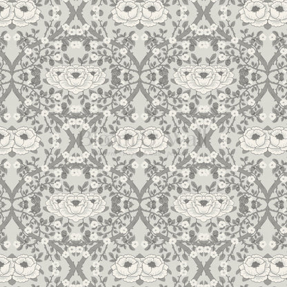 Hallie Blackberry Ogee Gray Wallpaper
